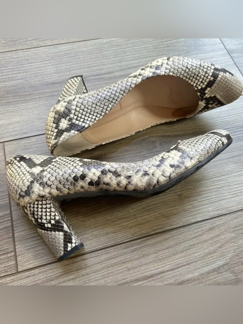 LK Bennett London Sersha Snake Print Block Heel Pumps